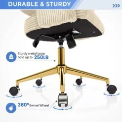 Beige Modern Swivel And Adjustable Task Chair Tufted Office Chair With Gold Base 13 Beige Modern Swivel And Adjustable Task Chair Tufted Office Chair With Gold Base -More Furniture Store beige jearey task chairs e31bgy hd ye 4f 1000