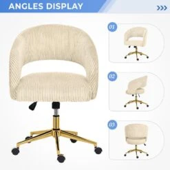Beige Modern Swivel And Adjustable Task Chair Tufted Office Chair With Gold Base 11 Beige Modern Swivel And Adjustable Task Chair Tufted Office Chair With Gold Base -More Furniture Store beige jearey task chairs e31bgy hd ye 66 1000