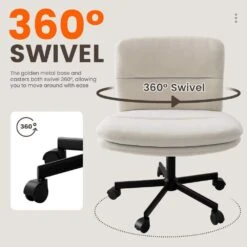 Peel Contemporary Faux Leather Swivel Ergonomic Task Office Chair In Beige With Enlarged Seat Width -More Furniture Store beige jearey task chairs pepu beige 4f 1000