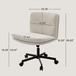 Peel Contemporary Faux Leather Swivel Ergonomic Task Office Chair In Beige With Enlarged Seat Width -More Furniture Store beige jearey task chairs pepu beige 66 1000