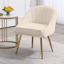 Atye 2 Piece Beige Living Room Velvet Loveseat And Accent Chair Set -More Furniture Store beige living room sets sry dry bg 4f 1000