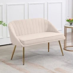 Atye 2 Piece Beige Living Room Velvet Loveseat And Accent Chair Set -More Furniture Store beige living room sets sry dry bg c3 1000