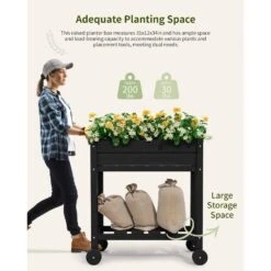 HDPE 28.3 In. X 10 In. X 9.5 In. Outdoor Plastic Raised Garden Bed In Black 12 HDPE 28.3 In. X 10 In. X 9.5 In. Outdoor Plastic Raised Garden Bed In Black -More Furniture Store black elevated garden beds pehj hd bk 1f 1000