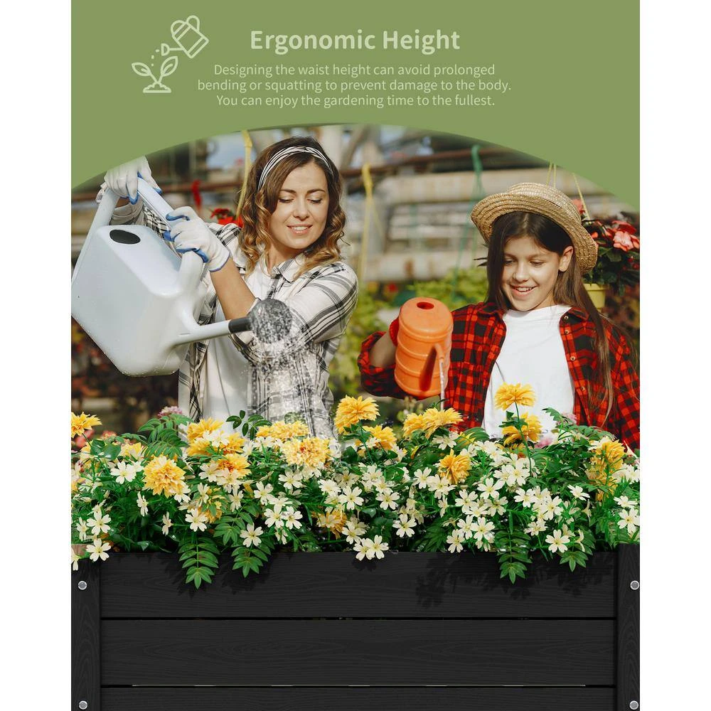 HDPE 28.3 In. X 10 In. X 9.5 In. Outdoor Plastic Raised Garden Bed In Black 8 HDPE 28.3 In. X 10 In. X 9.5 In. Outdoor Plastic Raised Garden Bed In Black - Image 8