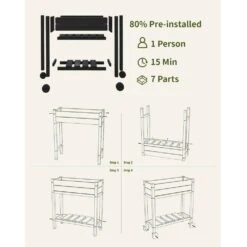 HDPE 28.3 In. X 10 In. X 9.5 In. Outdoor Plastic Raised Garden Bed In Black 14 HDPE 28.3 In. X 10 In. X 9.5 In. Outdoor Plastic Raised Garden Bed In Black -More Furniture Store black elevated garden beds pehj hd bk fa 1000