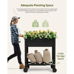 HDPE Outdoor Raised Garden Bed With Wheels In Black 12 HDPE Outdoor Raised Garden Bed With Wheels In Black -More Furniture Store black elevated garden beds tld3jt b b 1f 1000