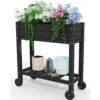 HDPE Outdoor Raised Garden Bed With Wheels In Black