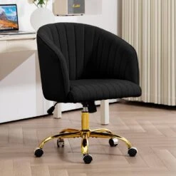 Modern Black Velvet Height Adjustable Office Desk Chair With Upholstered Back For Home Office Bedroom Study 15 Modern Black Velvet Height Adjustable Office Desk Chair With Upholstered Back For Home Office Bedroom Study -More Furniture Store black jearey accent chairs kwhf black 31 1000