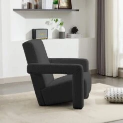 Modern Black Adirondack Chair Interior Design Style Luxurious Lambswool Upholstered Accent Chair