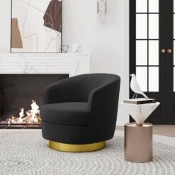 Nancy Modern 360° Swivel Black Non-falling Velvet Fabric Barrel Accent Armchair For Bedroom Or Living Room 10 Nancy Modern 360° Swivel Black Non-falling Velvet Fabric Barrel Accent Armchair For Bedroom Or Living Room -More Furniture Store black jearey accent chairs xslswy black 1f 1000