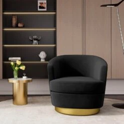 Nancy Modern 360° Swivel Black Non-falling Velvet Fabric Barrel Accent Armchair For Bedroom Or Living Room 11 Nancy Modern 360° Swivel Black Non-falling Velvet Fabric Barrel Accent Armchair For Bedroom Or Living Room -More Furniture Store black jearey accent chairs xslswy black 31 1000