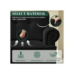 Modern Black Chenille Upholstered Nailhead Trim Accent Arm Chair For Living Room -More Furniture Store black jearey accent chairs xtld navy c3 1000