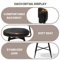 Peel PU 27 In. Swivel Black Metal High Bar Stool (Set Of 2) -More Furniture Store black jearey bar stools 27gby black 1f 1000