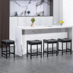 Peel Modern 24 In. Counter Height Faux Leather Black Bar Stools For Kitchen (Set Of 2) -More Furniture Store black jearey bar stools puzbd black 31 1000