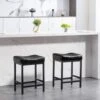 Peel Modern 24 In. Counter Height Faux Leather Black Bar Stools For Kitchen (Set Of 2)