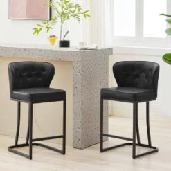 Star Stackable Plastic Black Outdoor Bar Stool (set Of 2) -More Furniture Store black jearey bar stools xq24 black 31 1000