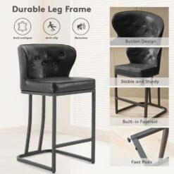 Star Stackable Plastic Black Outdoor Bar Stool (set Of 2) -More Furniture Store black jearey bar stools xq24 black 44 1000