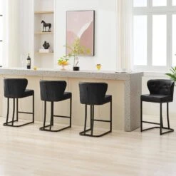 Star Stackable Plastic Black Outdoor Bar Stool (set Of 2) -More Furniture Store black jearey bar stools xq24 black 4f 1000