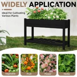 45 In. X 18 In. X 29 In. Outdoor Plastic Raised Garden Bed In Black, Elevated Planter For Herbs, Vegetables And Flowers -More Furniture Store black jearey elevated garden beds tphj black 76 1000