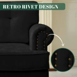 Modern 3-Piece Black Chenille Living Room Set With Nailhead Trim And Rubberwood Legs -More Furniture Store black jearey living room sets ldsf 123set black 4f 1000