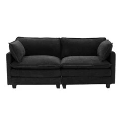 Modern 76.77 In. Black Looped Velvet Loveseat With Two Pillows For Living 15 Modern 76.77 In. Black Looped Velvet Loveseat With Two Pillows For Living -More Furniture Store black jearey loveseats xes 5 grey 31 1000
