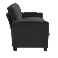 Modern 64.6 In Black Chenille Storage Loveseat With Cup Holder And Ottoman For Living -More Furniture Store black jearey loveseats xnecw 2 black 1f 1000
