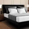 Alex Black Queen Upholstered Platform Bed Frame With Headboard