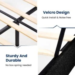 Alex Black Twin Upholstered Platform Bed Frame With Headboard 12 Alex Black Twin Upholstered Platform Bed Frame With Headboard -More Furniture Store black jearey platform beds e111cj twin black 1f 1000