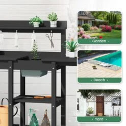 40.94 In. W X 47.24 In. H Black HDPE Weather-Resistant Garden Potting Bench Table With Storage Shelf 12 40.94 In. W X 47.24 In. H Black HDPE Weather-Resistant Garden Potting Bench Table With Storage Shelf -More Furniture Store black jearey potting benches and tables yygzt bk 44 1000