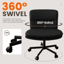 Peel Contemporary Faux Leather Swivel Ergonomic Task Chair Office In Black With Enlarged Seat Width -More Furniture Store black jearey task chairs pepu black 4f 1000