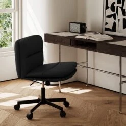 Peel Contemporary Faux Leather Swivel Ergonomic Task Chair Office In Black With Enlarged Seat Width