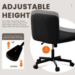 Peel Contemporary Faux Leather Swivel Ergonomic Task Chair Office In Black With Enlarged Seat Width -More Furniture Store black jearey task chairs pepu black c3 1000