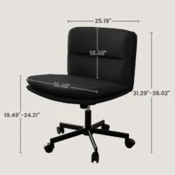 Contemporary Black Task Chair Office Swivel Ergonomic Upholstered Chair With Enlarged Seat Width -More Furniture Store black jearey task chairs ykcw black 66 1000