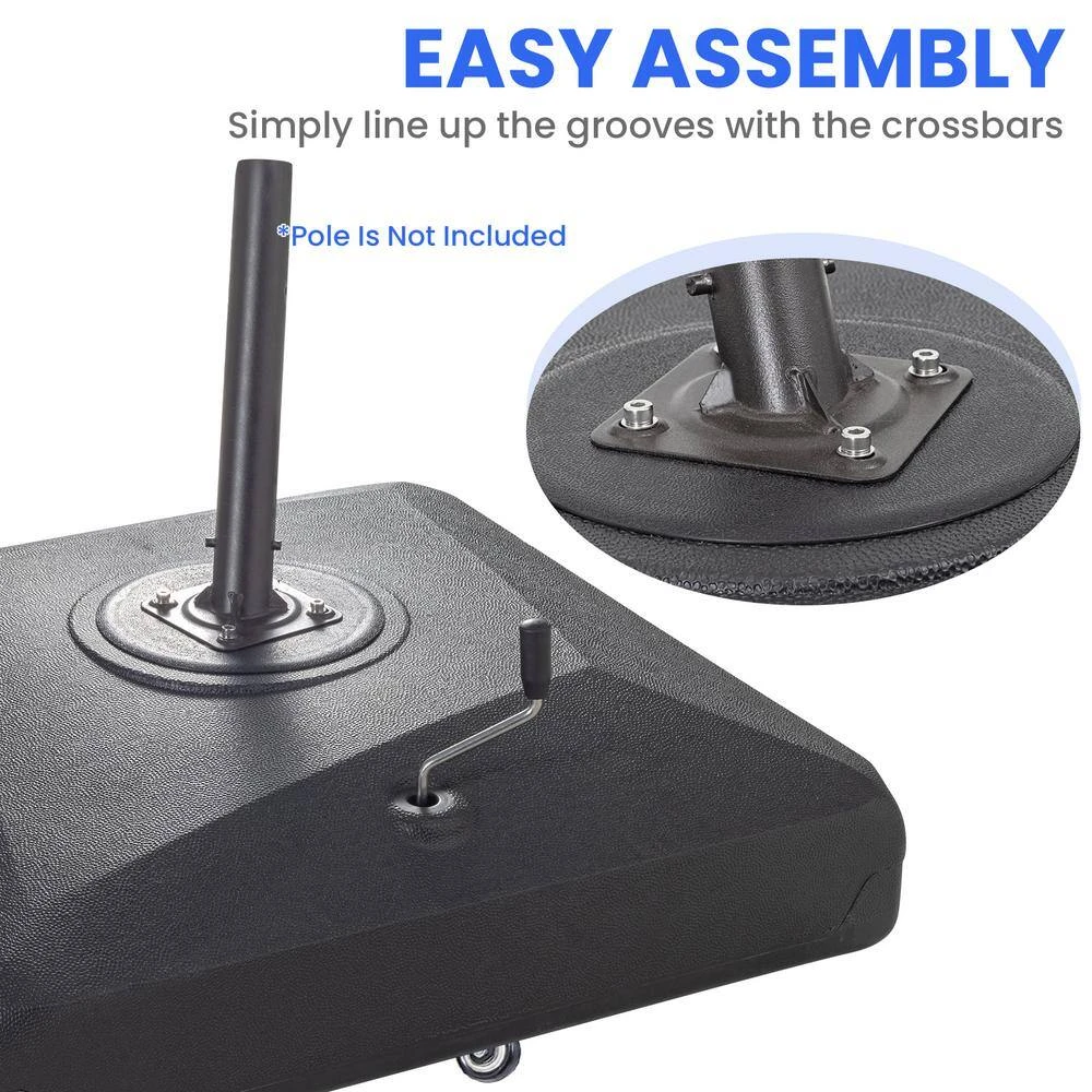 310 Lbs. Fillable Plastic Free Standing Patio Umbrella Base With Wheels In Black 3 310 Lbs. Fillable Plastic Free Standing Patio Umbrella Base With Wheels In Black - Image 3