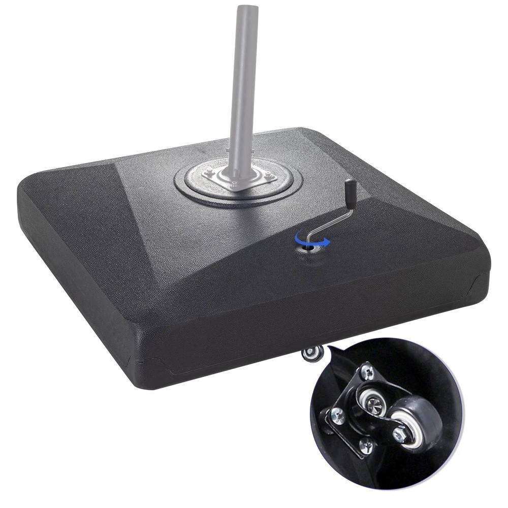 310 Lbs. Fillable Plastic Free Standing Patio Umbrella Base With Wheels In Black 1 310 Lbs. Fillable Plastic Free Standing Patio Umbrella Base With Wheels In Black