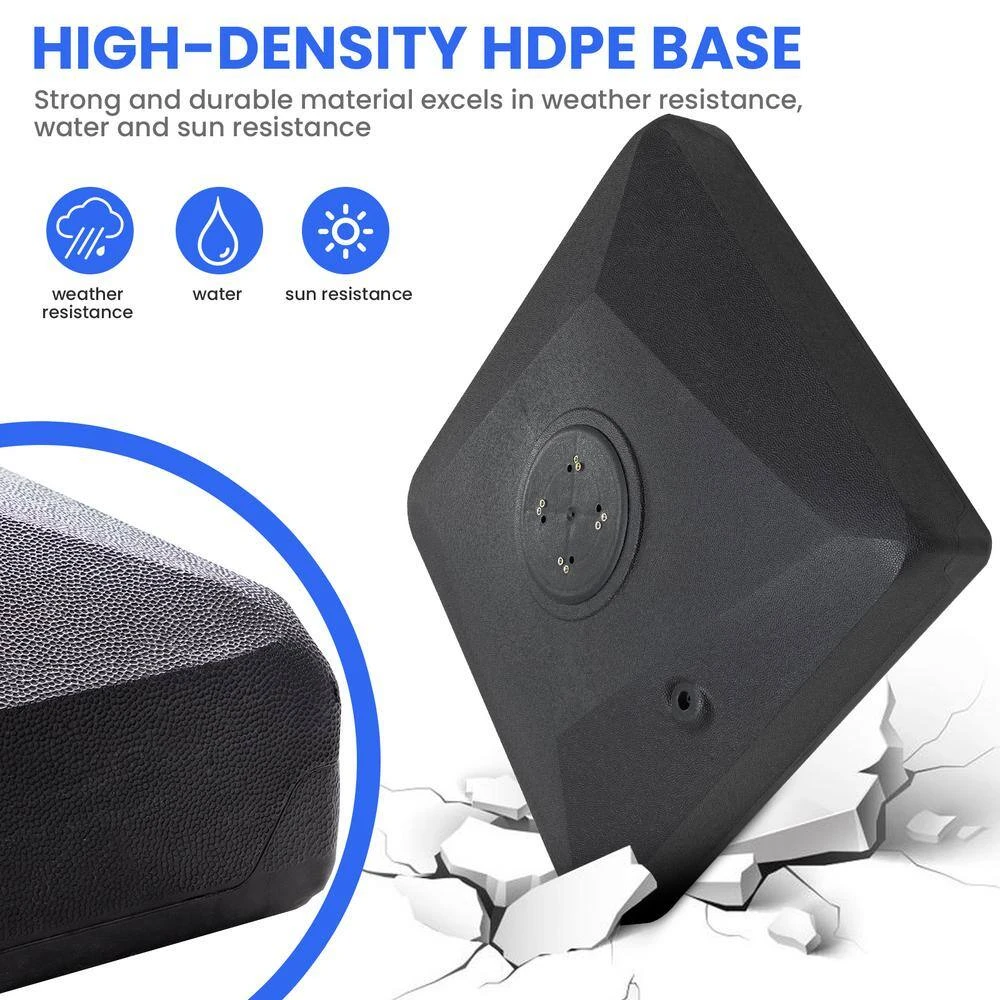 310 Lbs. Fillable Plastic Free Standing Patio Umbrella Base With Wheels In Black 6 310 Lbs. Fillable Plastic Free Standing Patio Umbrella Base With Wheels In Black - Image 6