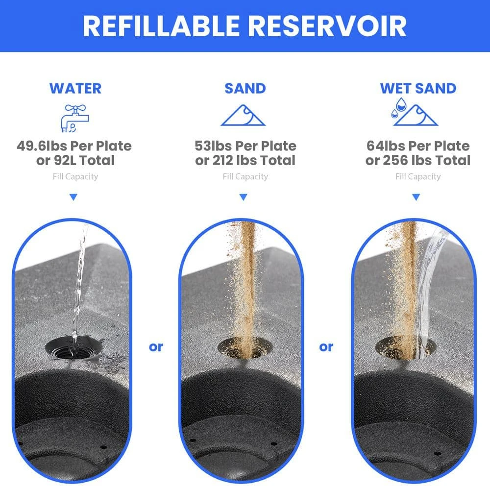 256 Lbs. Plastic Free Standing Patio Umbrella Base In Black For Cantilever Umbrella 4 256 Lbs. Plastic Free Standing Patio Umbrella Base In Black For Cantilever Umbrella - Image 4