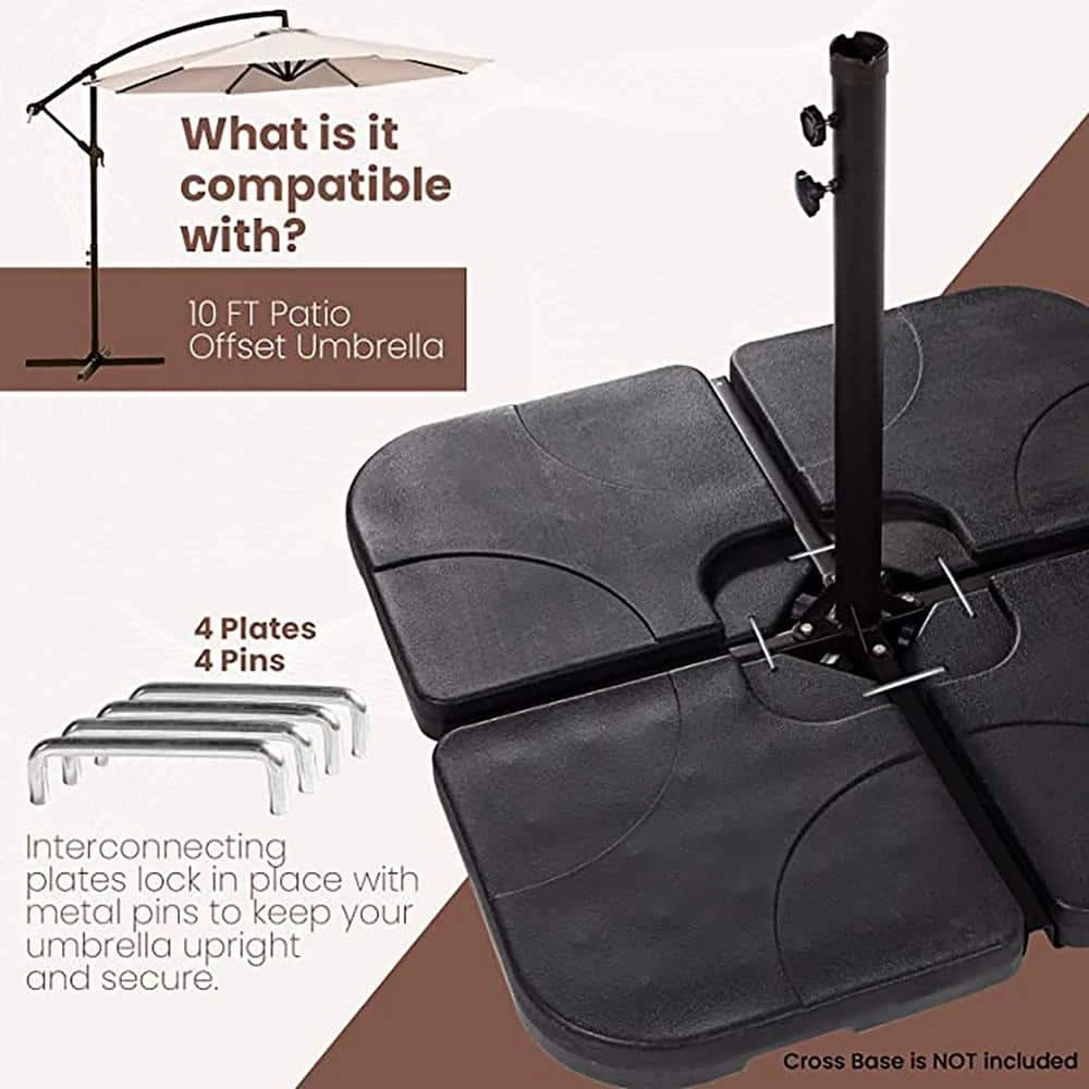 4-Piece 230 Lbs. Capacity Plastic Free Standing Patio Umbrella Base In Black 10 4-Piece 230 Lbs. Capacity Plastic Free Standing Patio Umbrella Base In Black - Image 10