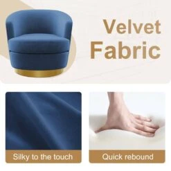 Nancy Modern 360° Swivel Blue Non-falling Velvet Fabric Barrel Accent Armchair For Bedroom Or Living Room 9 Nancy Modern 360° Swivel Blue Non-falling Velvet Fabric Barrel Accent Armchair For Bedroom Or Living Room -More Furniture Store blue jearey accent chairs xslswy blue 4f 1000