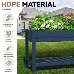 45 In. X 18 In. X 29 In. Outdoor Plastic Raised Garden Bed In Blue -More Furniture Store blue jearey elevated garden beds tphj blue 44 1000