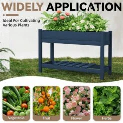 45 In. X 18 In. X 29 In. Outdoor Plastic Raised Garden Bed In Blue -More Furniture Store blue jearey elevated garden beds tphj blue 76 1000