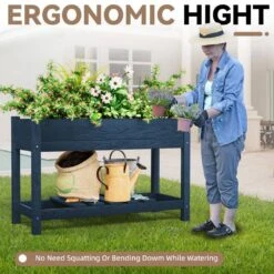 45 In. X 18 In. X 29 In. Outdoor Plastic Raised Garden Bed In Blue -More Furniture Store blue jearey elevated garden beds tphj blue fa 1000