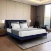 Alex Blue Metal Frame Full Platform Bed With Headboard