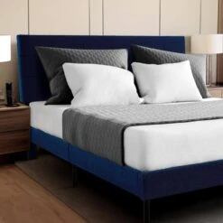 Alex Blue Metal Frame Twin Platform Bed With Headboard 12 Alex Blue Metal Frame Twin Platform Bed With Headboard -More Furniture Store blue jearey platform beds e111cj twin blue 1f 1000