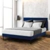 Alex Blue Metal Frame Twin Platform Bed With Headboard