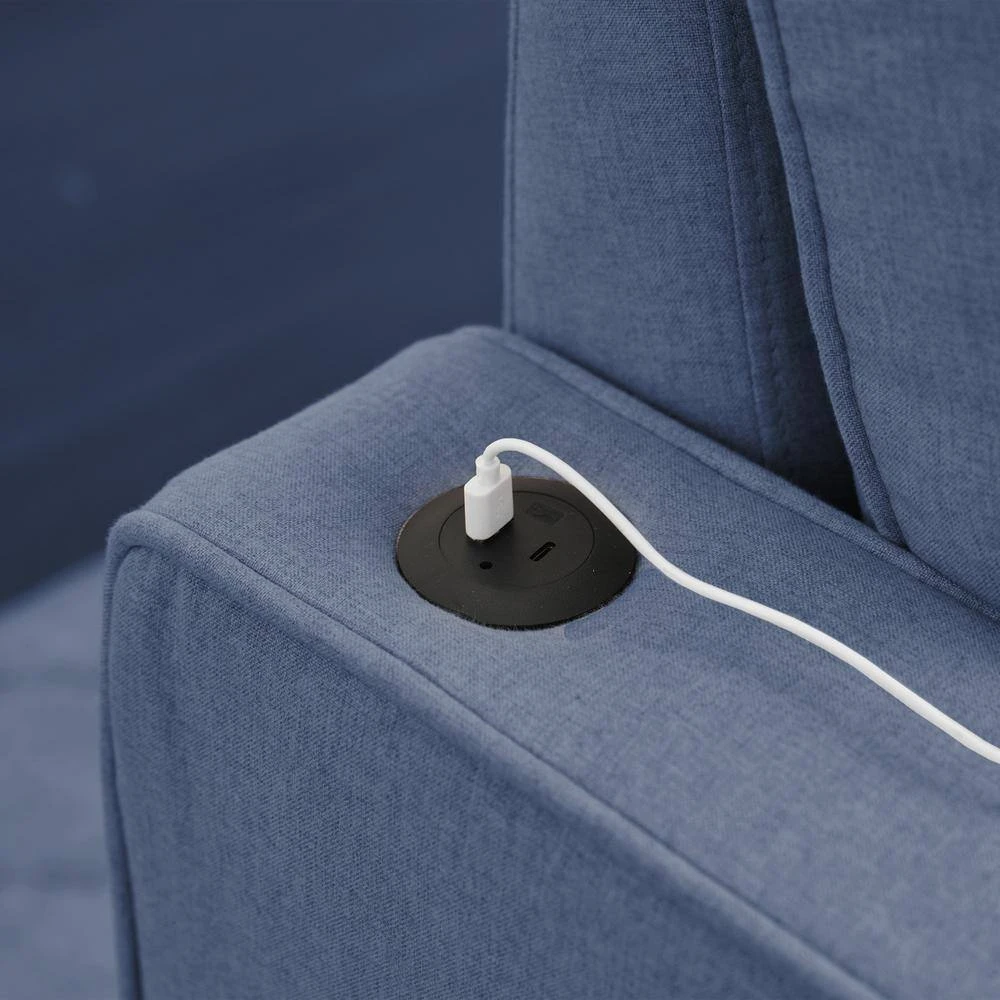 82.3 In. Blue Multi-functional Fabric Queen Size Sofa Bed With Cup Holder USB Port And Side Pockets 8 82.3 In. Blue Multi-functional Fabric Queen Size Sofa Bed With Cup Holder USB Port And Side Pockets - Image 8