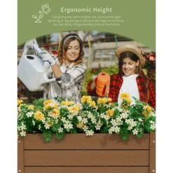 HDPE 28.3 In. X 10 In. X 9.5 In. Outdoor Plastic Raised Garden Bed In Brown -More Furniture Store brown elevated garden beds pehj hd bn 31 1000