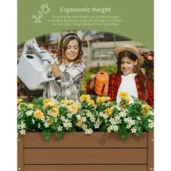 HDPE Outdoor Raised Garden Bed With Wheels In Brown -More Furniture Store brown elevated garden beds tld3jt brown 31 1000