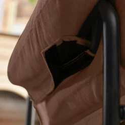 Moore Metal Brown Lambswool Soft Cushion Arm Chair For Bedroom And Living Room -More Furniture Store brown jearey accent chairs mejs brown 1f 1000