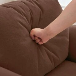 Moore Metal Brown Lambswool Soft Cushion Arm Chair For Bedroom And Living Room -More Furniture Store brown jearey accent chairs mejs brown 44 1000